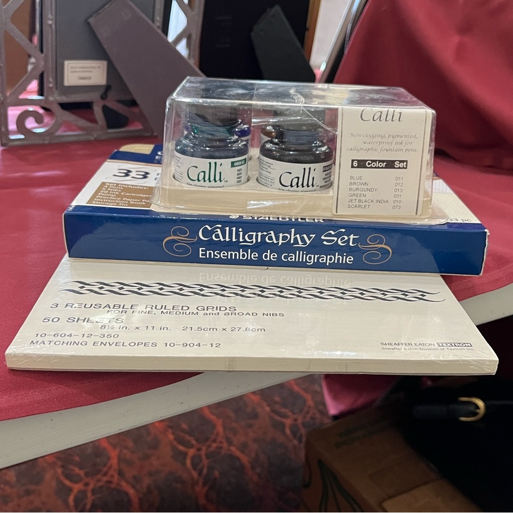 Calligraphy 3 piece Set with Paper Pen set Inks